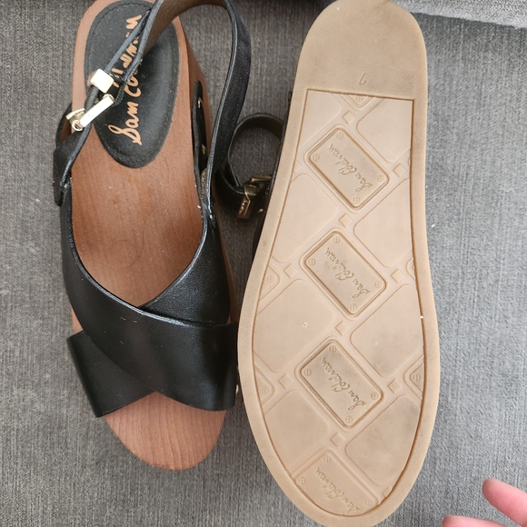 Sam Edelman Black Crossband Wood platform sandals size 7